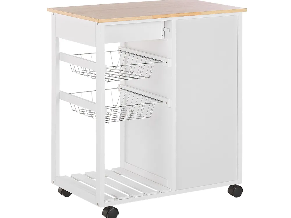 Säilytys<Beliani Tarjoiluvaunu 2 Laatikkoa Kaappi Vaalea Puu/Valkoinen Boves