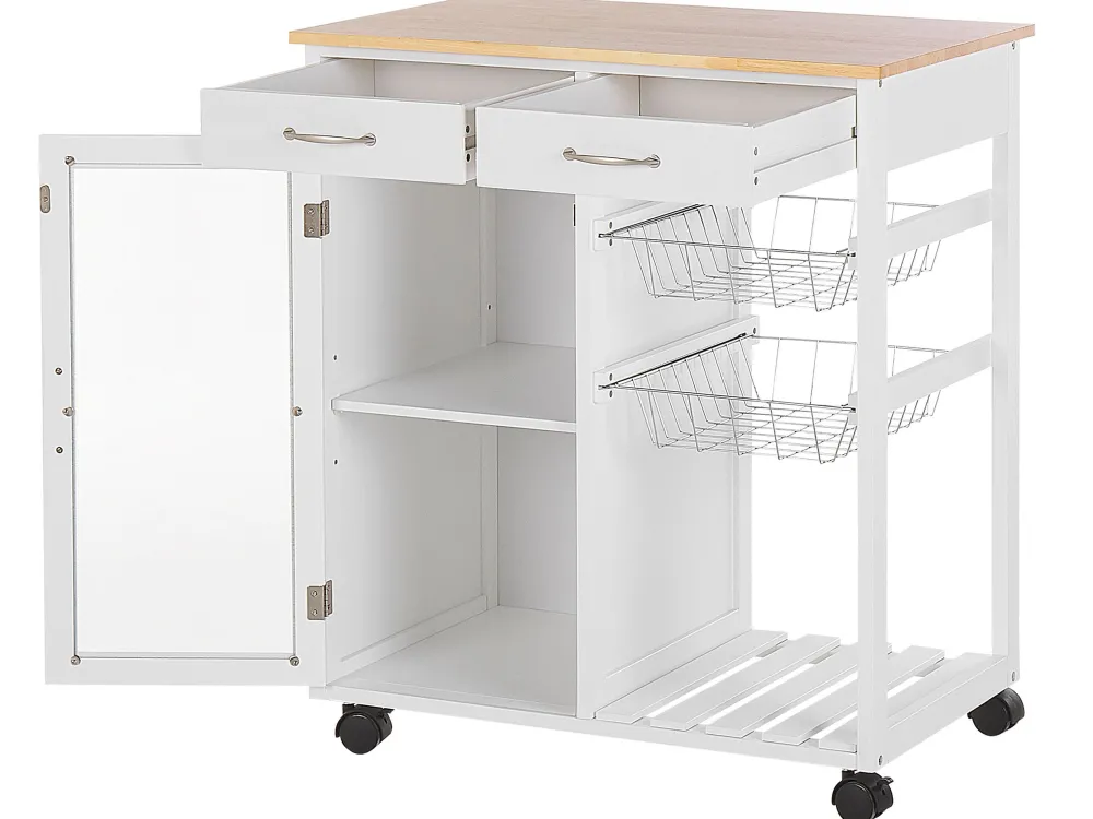 Säilytys<Beliani Tarjoiluvaunu 2 Laatikkoa Kaappi Vaalea Puu/Valkoinen Boves