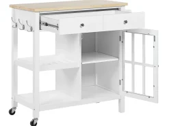 Säilytys<Beliani Tarjoiluvaunu 2 Laatikkoa Kaappi Vaalea Puu/Valkoinen Genoa