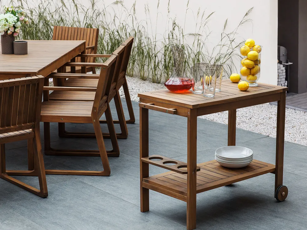 Cheap Beliani Tarjoiluvaunu Akaasia Vaalea Puu Sassari