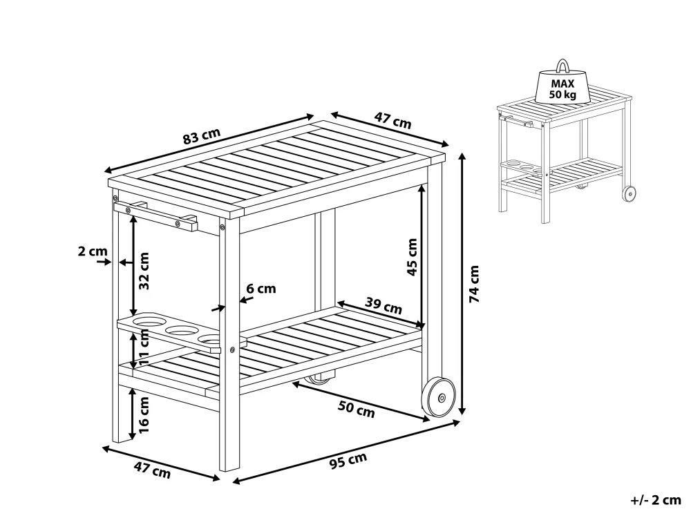 Cheap Beliani Tarjoiluvaunu Akaasia Vaalea Puu Sassari