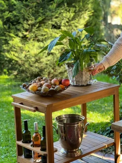 Cheap Beliani Tarjoiluvaunu Akaasia Vaalea Puu Sassari