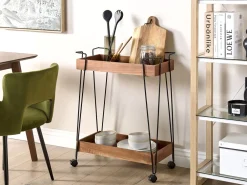 Sale Beliani Tarjoiluvaunu Keisaripuu/Metalli Tumma Puu/Musta Balme