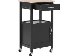 Cheap Beliani Tarjoiluvaunu Laatikko Kaappi Vaalea Puu/Musta Siena