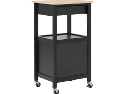 Cheap Beliani Tarjoiluvaunu Laatikko Kaappi Vaalea Puu/Musta Siena