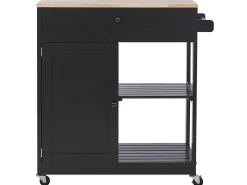 Cheap Beliani Tarjoiluvaunu Laatikko Kaappi Vaalea Puu/Musta Trapani