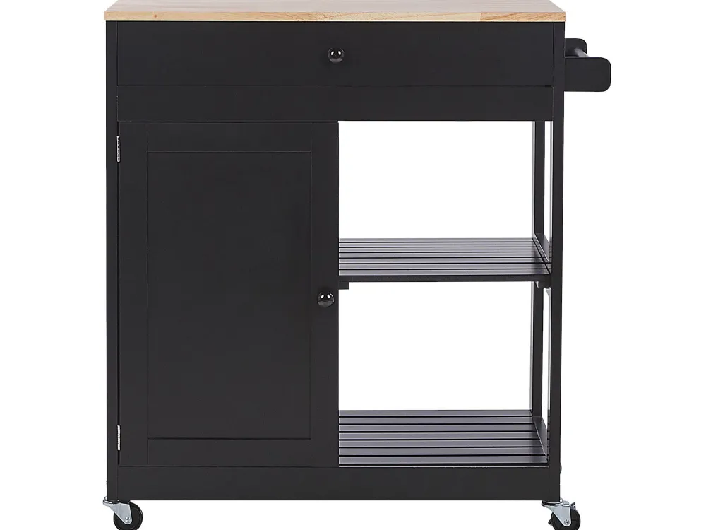 Cheap Beliani Tarjoiluvaunu Laatikko Kaappi Vaalea Puu/Musta Trapani