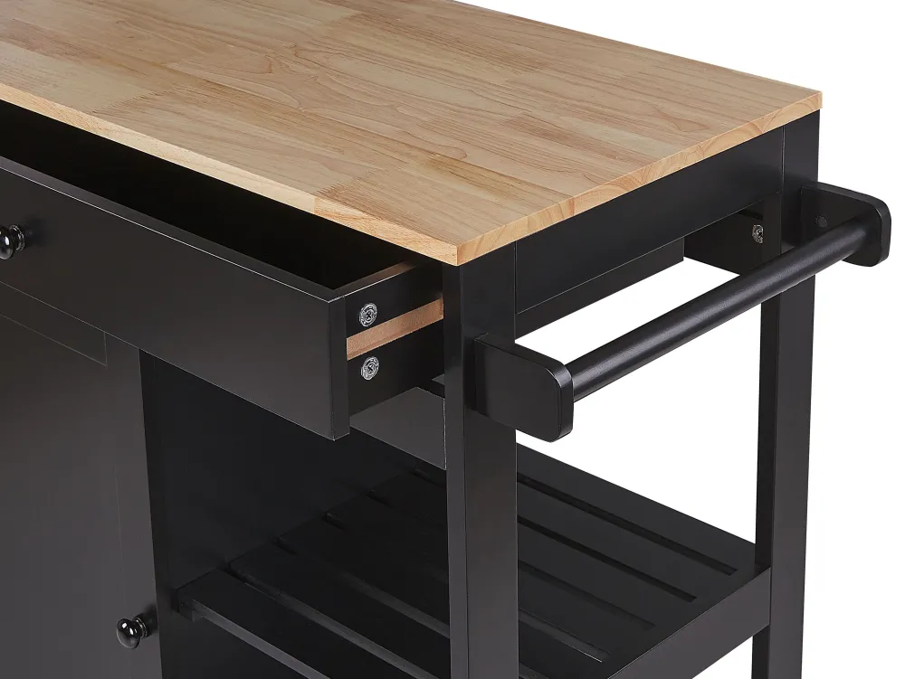 Cheap Beliani Tarjoiluvaunu Laatikko Kaappi Vaalea Puu/Musta Trapani