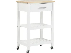 Säilytys<Beliani Tarjoiluvaunu Laatikko Vaalea Puu/Valkoinen Hiuma