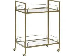 Säilytys<Beliani Tarjoiluvaunu Lasitasolla Metalli Kulta Veneta