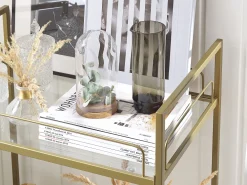 Säilytys<Beliani Tarjoiluvaunu Lasitasolla Metalli Kulta Veneta