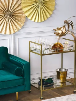 Säilytys<Beliani Tarjoiluvaunu Lasitasolla Metalli Kulta Veneta