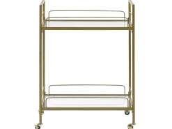 Säilytys<Beliani Tarjoiluvaunu Lasitasolla Metalli Kulta Veneta