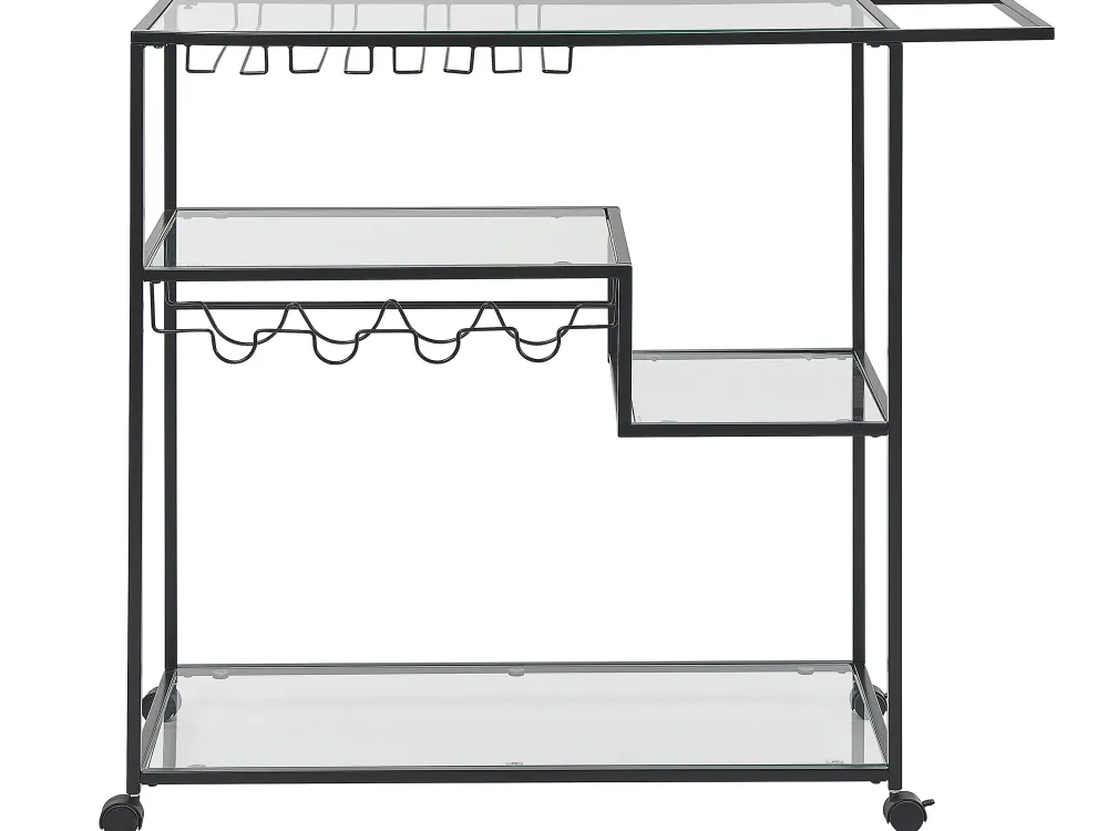 Fashion Beliani Tarjoiluvaunu Lasitasolla Rauta Musta Marcola