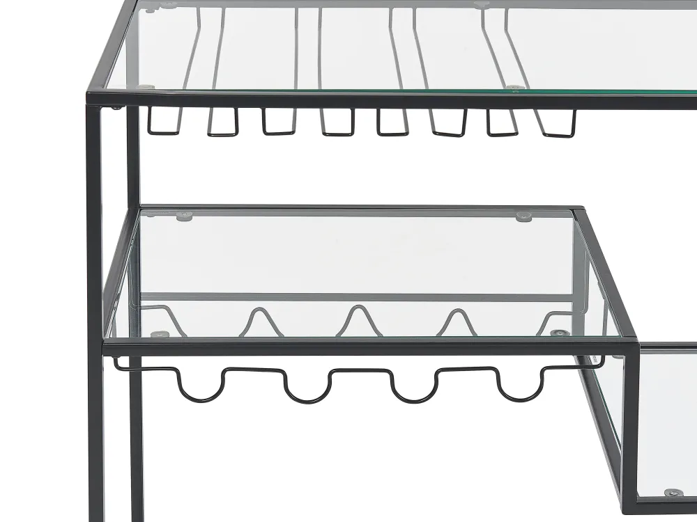 Fashion Beliani Tarjoiluvaunu Lasitasolla Rauta Musta Marcola