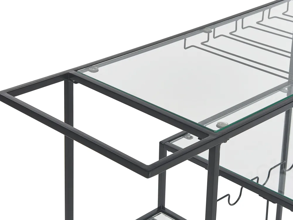 Fashion Beliani Tarjoiluvaunu Lasitasolla Rauta Musta Marcola