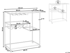 Fashion Beliani Tarjoiluvaunu Lasitasolla Rauta Musta Marcola