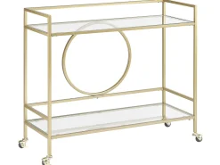 Säilytys<Beliani Tarjoiluvaunu Lasitasolla Rauta Kulta Kerry