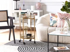 Säilytys<Beliani Tarjoiluvaunu Peililasitasolla Rauta Kulta Farley