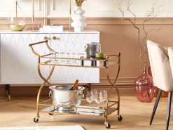 Säilytys<Beliani Tarjoiluvaunu Peililasitasolla Rauta Kulta Larino