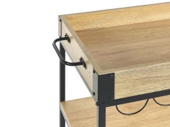 Säilytys<Beliani Tarjoiluvaunu Vaalea Puu/Musta Hullet