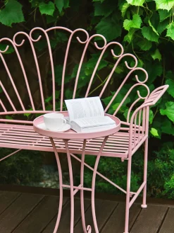 Best Beliani Terassipenkki Ja Poyta Metalli Vaaleanpunainen Cavinia