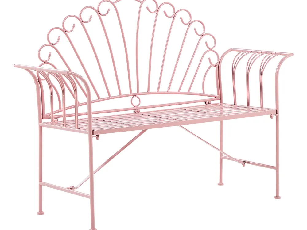 Best Beliani Terassipenkki Ja Poyta Metalli Vaaleanpunainen Cavinia