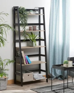 Shop Beliani Tikashylly 5 Hyllya Vaalea Puu/Musta Croydon