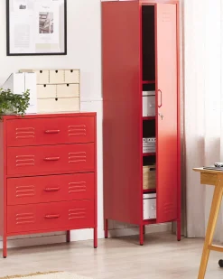 Säilytys<Beliani Toimistokaappi Teras 5 Hyllya Punainen Frome