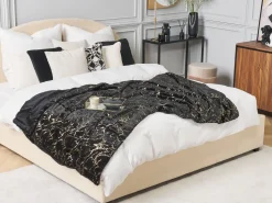 Online Beliani Torkkupeitto Kangas Musta 130 X 180 Cm Godavari