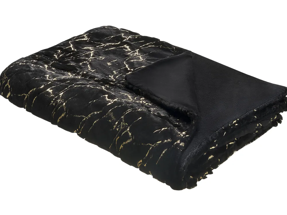 Online Beliani Torkkupeitto Kangas Musta 130 X 180 Cm Godavari