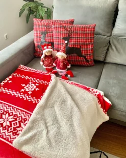 Tekstiilit<Beliani Torkkupeitto Kangas Punainen/Valkoinen 150 X 200 Cm Vantaa