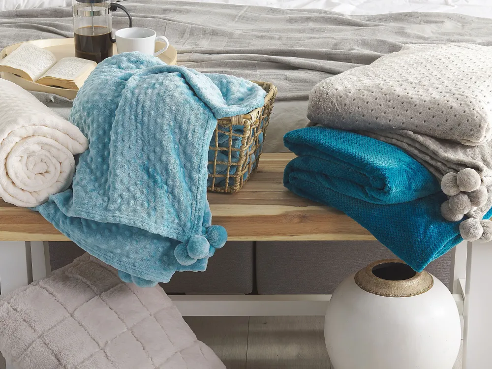 New Beliani Torkkupeitto Kangas Vaaleanharmaa 200 X 220 Cm Samur