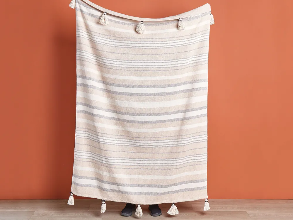 Tekstiilit<Beliani Torkkupeitto Puuvilla Beige 130 X 170 Cm Yarseli