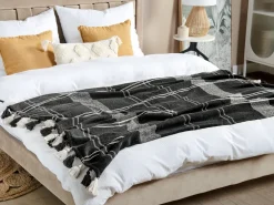 Tekstiilit<Beliani Torkkupeitto Puuvilla Musta 130 X 170 Cm Kulac