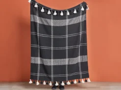 Tekstiilit<Beliani Torkkupeitto Puuvilla Musta 130 X 170 Cm Kulac