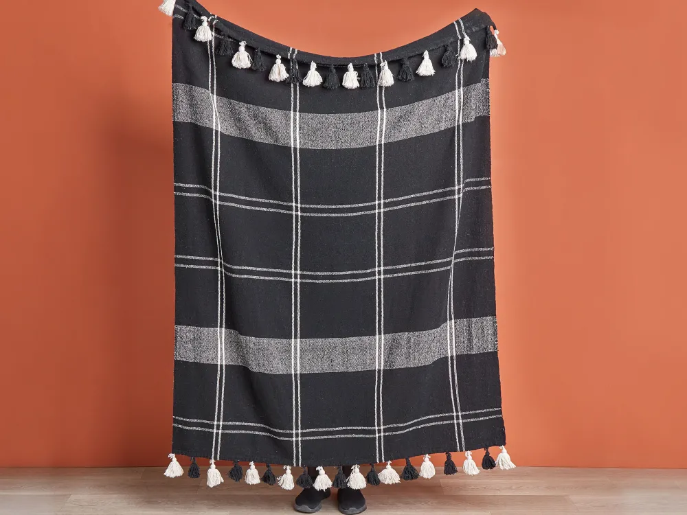 Tekstiilit<Beliani Torkkupeitto Puuvilla Musta 130 X 170 Cm Kulac