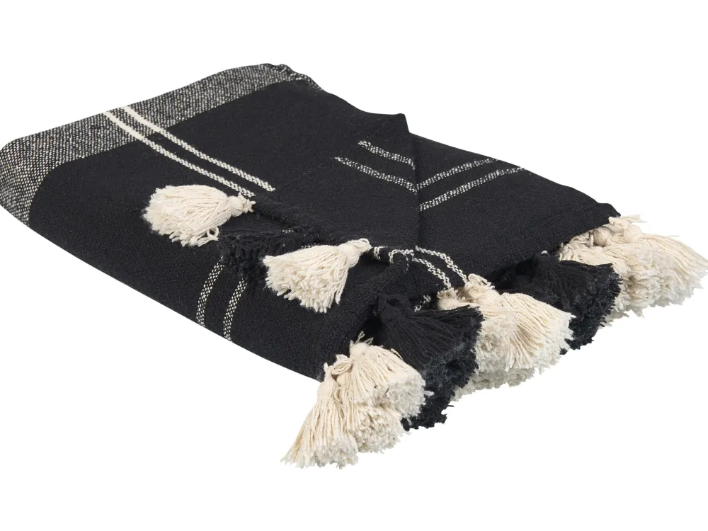 Tekstiilit<Beliani Torkkupeitto Puuvilla Musta 130 X 170 Cm Kulac