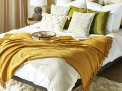 Flash Sale Beliani Torkkupeitto Puuvilla Sinapinkeltainen 125 X 150 Cm Yarsa