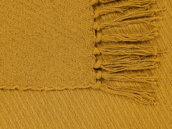 Flash Sale Beliani Torkkupeitto Puuvilla Sinapinkeltainen 125 X 150 Cm Yarsa