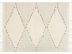 Shop Beliani Torkkupeitto Puuvilla Vaalea Beige/Musta 130 X 170 Cm Uluyol
