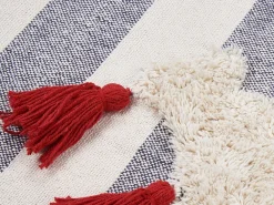 Tekstiilit<Beliani Torkkupeitto Puuvilla Valkoinen/Harmaa 125 X 150 Cm Namtar