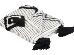 Tekstiilit<Beliani Torkkupeitto Valkoinen/Musta 130 X 150 Cm Saatli