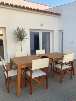 Ulkokalusteet<Beliani Tumma Akaasiapuinen Puutarhatuoli Luonnonvalkoisella Kankaalla 2 Kpl Cine