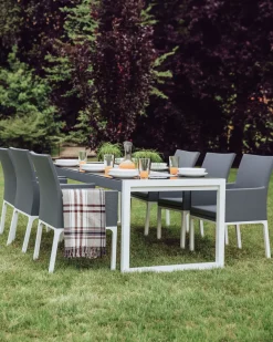 Online Beliani Tummanharmaa Alumiininen Puutarhatuoli 4 Kpl Bacoli