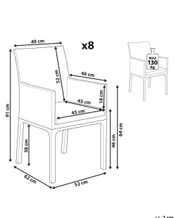 Ulkokalusteet<Beliani Tummanharmaa Alumiininen Puutarhatuoli 8 Kpl Bacoli