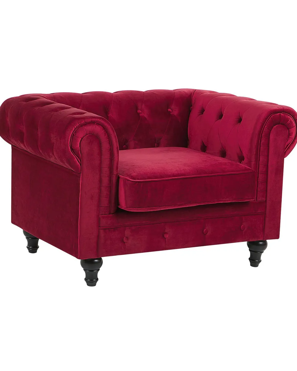Nojatuolit<Beliani Tummanpunainen Samettiverhoiltu Nojatuoli Chesterfield