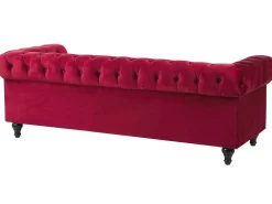 Sohvat<Beliani Tummanpunainen Samettiverhoiltu Sohvaryhma Chesterfield