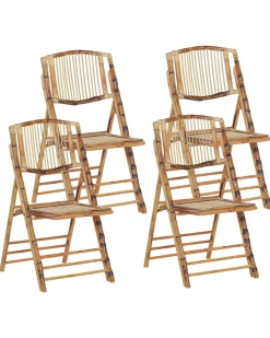 Tuolit<Beliani Tuoli Bambu Kokoontaitettava Ruskea 4 Kpl Trentor