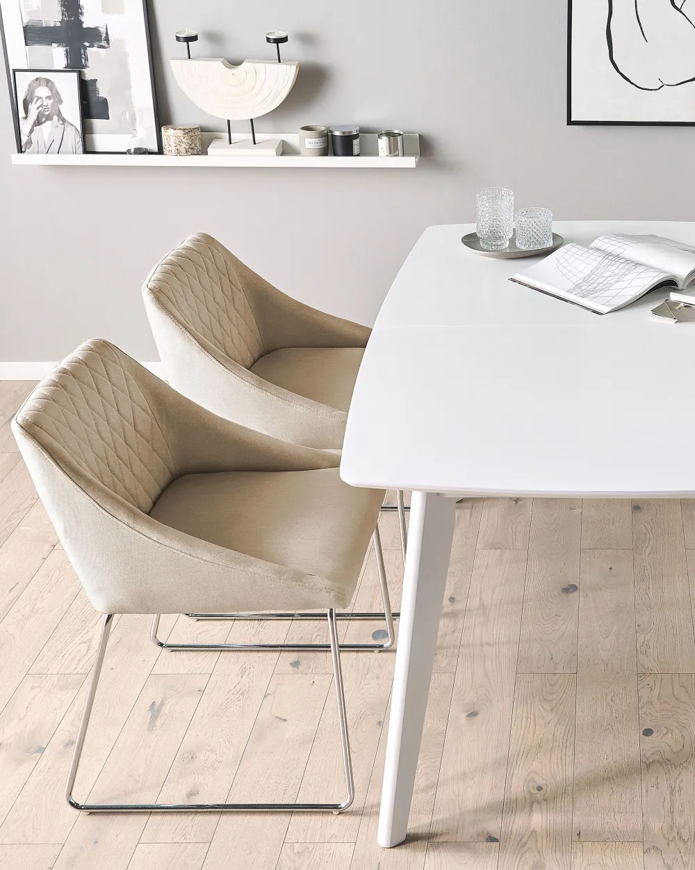 Cheap Beliani Tuoli Kangas Beige 2 Kpl Arcata